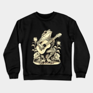 Cottagecore Frog Playing His Acoustic Guitar Crewneck Sweatshirt